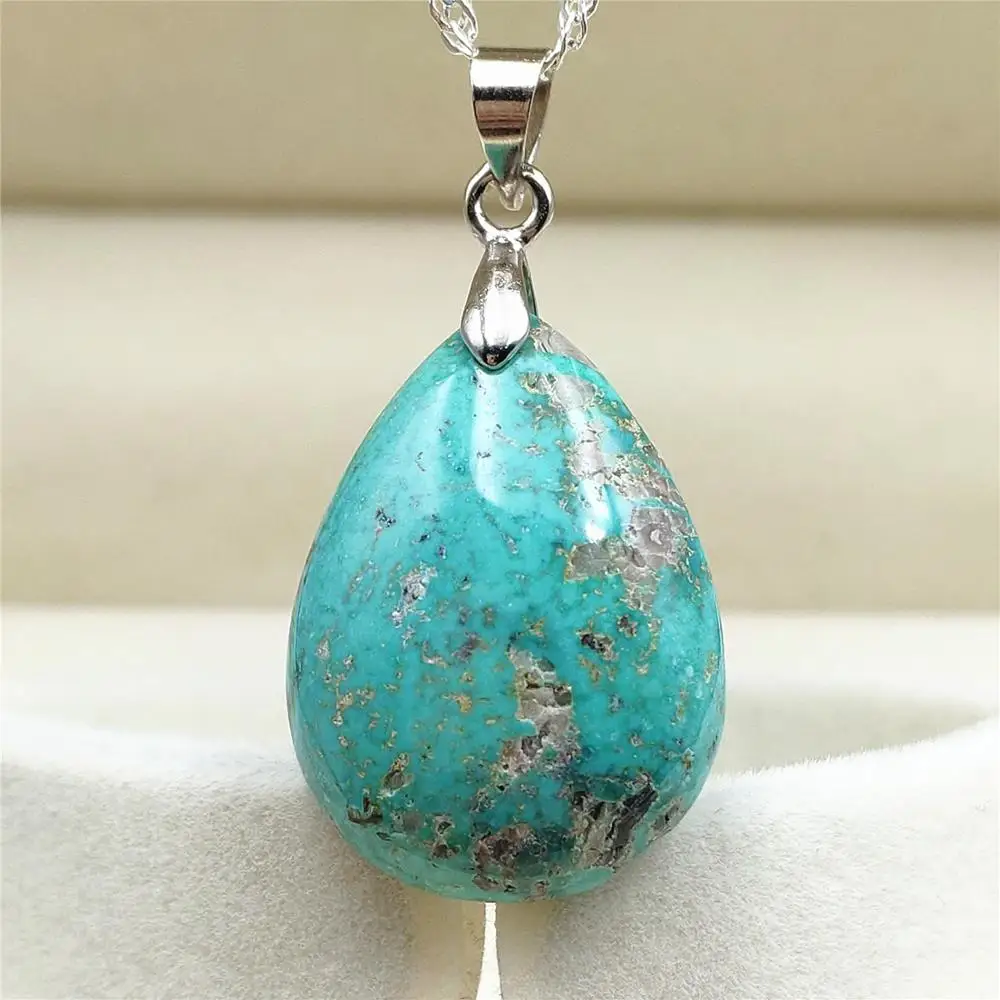 

Genuine Natural Green Turquoise Gemstone Pendant Crystal 24x18x7mm For Women Men Rare Reiki Healing Stone Necklace AAAAA
