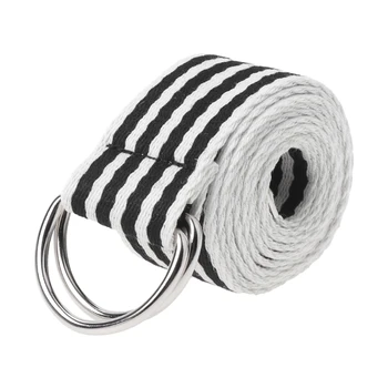 

Waist Belt Metal Buckle Double Rings Nylon Canvas Strap Casual Fashion Waistband 517F