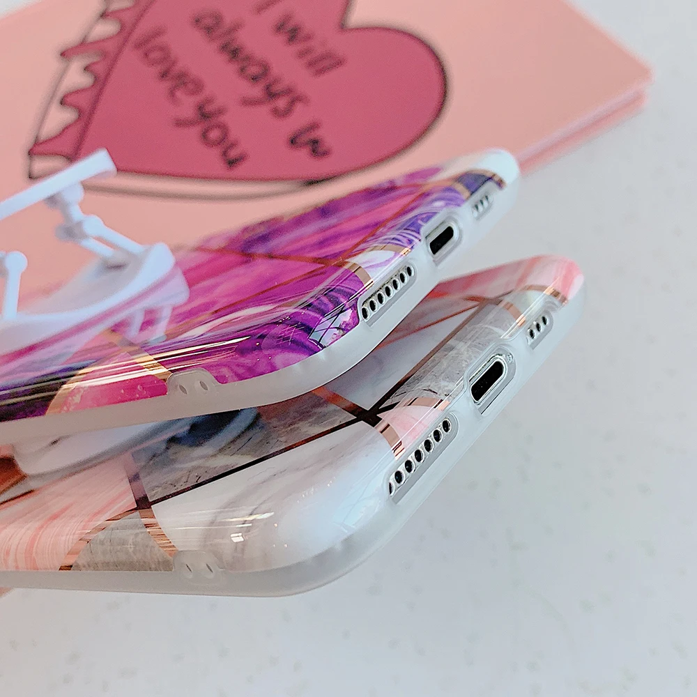 LOVECOM геометрический мраморный чехол для телефона с подставкой держателем iPhone 12