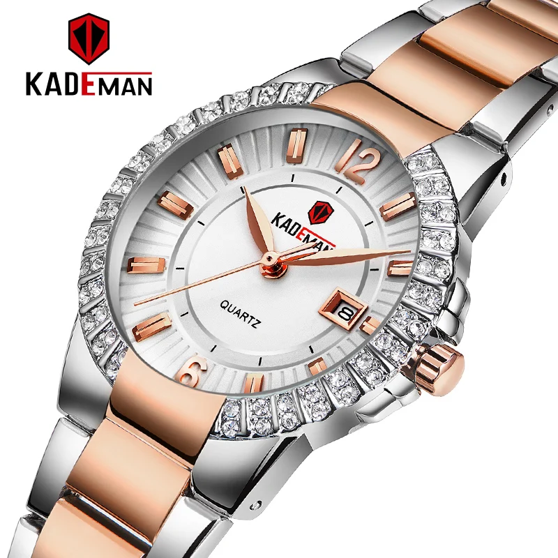 

KADEMAN Elegant Woman Watch Luxury Brand Female Wristwatch Japan Movt 30M Waterproof Gold Expensive Analog Geneva Quartz Watch
