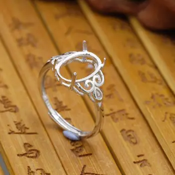 

925 Sterling Silver Women Wedding Ring 8x11mm Oval Cabochon Semi Mount Ring for Amber Agate Opal Setting 20 Pcs/lot Wholesale