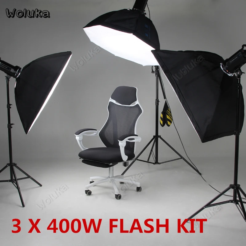 Три комплект для вспышки 400W GN82 с 3 стойка Softbox Комплект освещение для фотосъемки в студии для коммерческой съемки CD50 T10