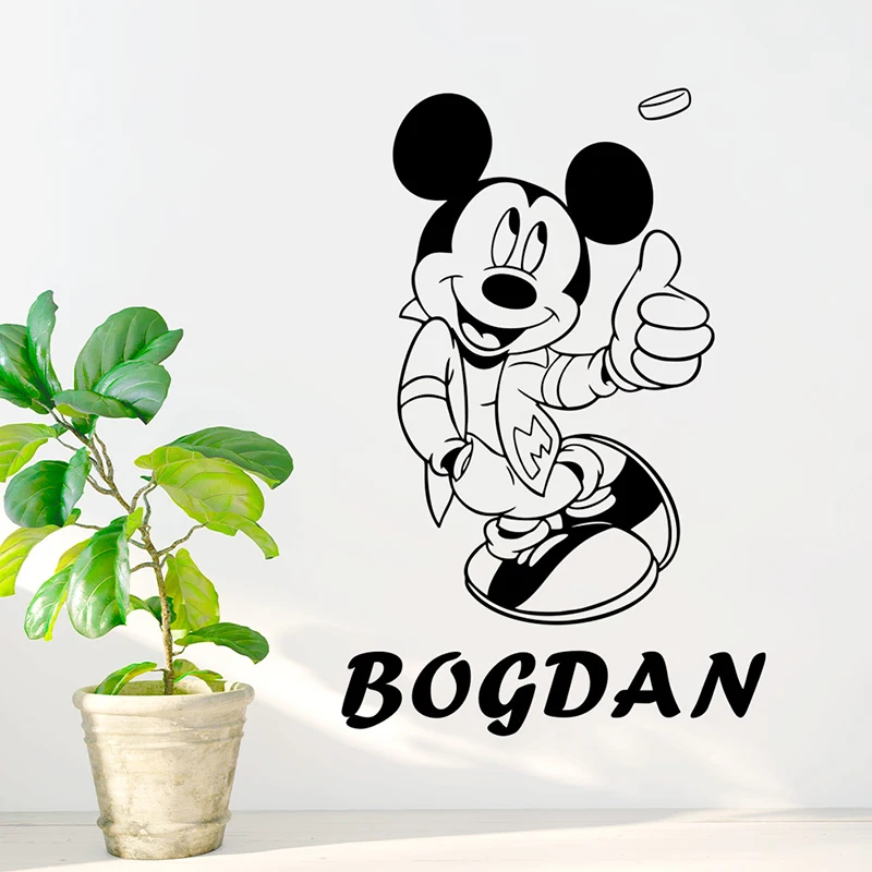 Cartoon Disney Handsome Mickey Mouse Wall Stickers Decals Murals Poster For Kids Babys Room Decoration Bedroom Removable Sticker