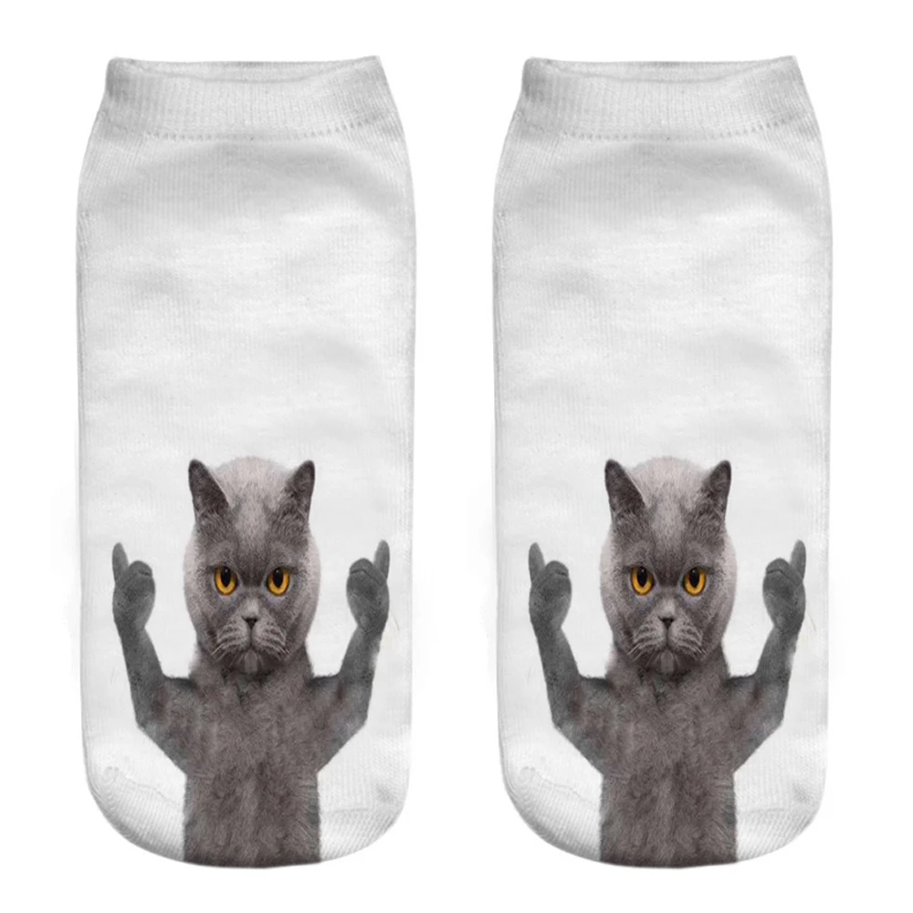 Neue Heiße 3D Druck Lustige Nette Cartoon Kätzchen Unisex Kurze Socken Kreative Bunte Mehrere Katze Glücklich Niedrigen Knöchel Socken Für Frauen – Detail 3