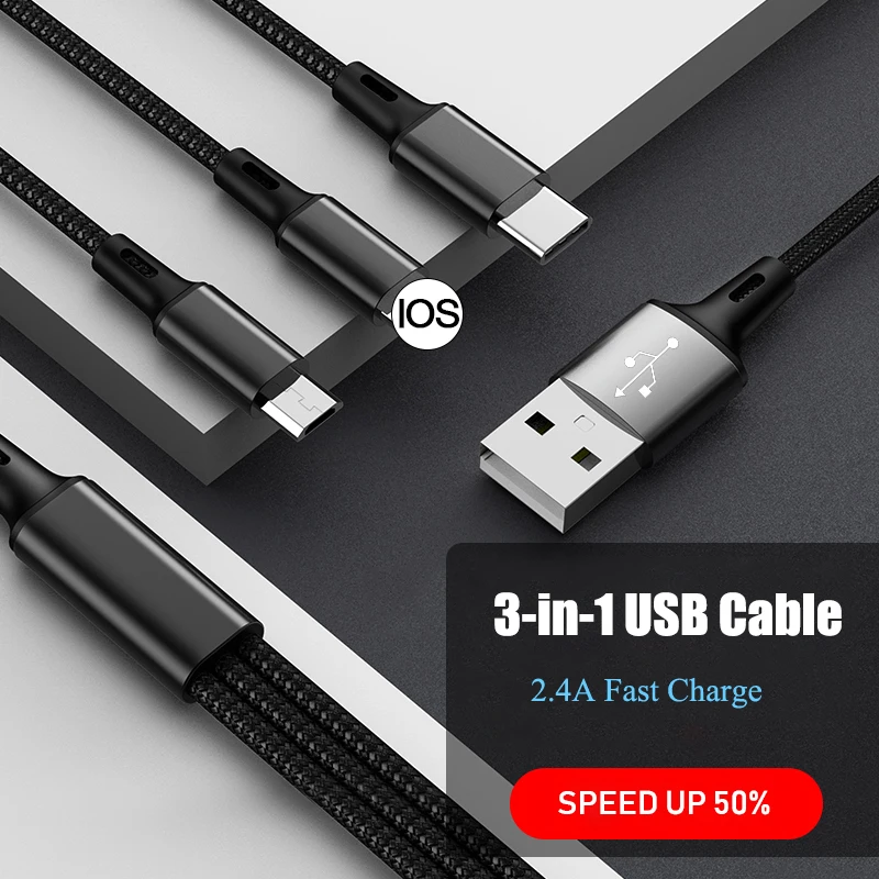 Usb type C Micro USB кабель 8pin для iPhone X 8 7 6s samsung huawei P30 Xiaomi Android мобильный телефон Быстрая зарядка USB-C провод шнур
