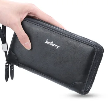 

Brand Men Wallets Double Zipper Leather Wallet Men Coin Purses Fashion Long Male Clutch Bag With Phone Pocket Carteira