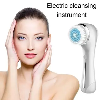 

Cleansing Brush Sonic Vibration Mini Face Cleaner Silicone Deep Pore Cleaning Electric Waterproof Massage with 4 Heads