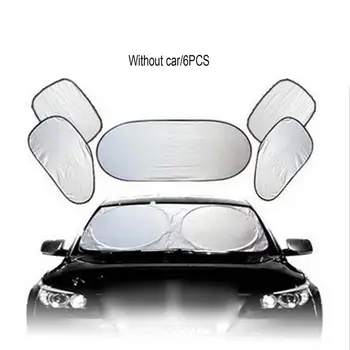 

Summer Car Sun Block 6-Piece Car Sun Block Silver Tape Superfine Fiber Sunscreen Front Sun Visor Sun Block