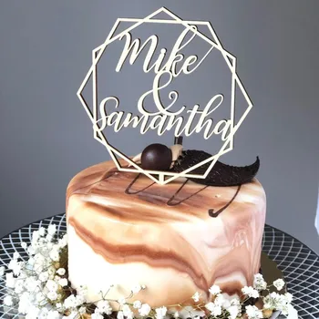 

Custom cake toppers Monogram wood cake topper Personalized Rustic wedding names topper Geometric first name Toppers for wedding