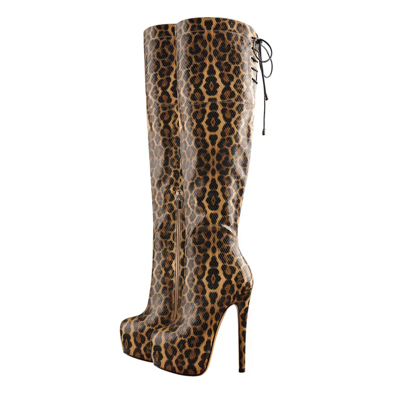 Women's Platform Side Zip16cm High Heel Stiletto Stretch Over The Knee