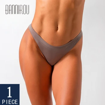 

BANNIROU Woman's Underwear Seamless Ice Silk Sexy Sports Panties Female T-back Solid Soft G-string Thong For Woman New 1 Pcs