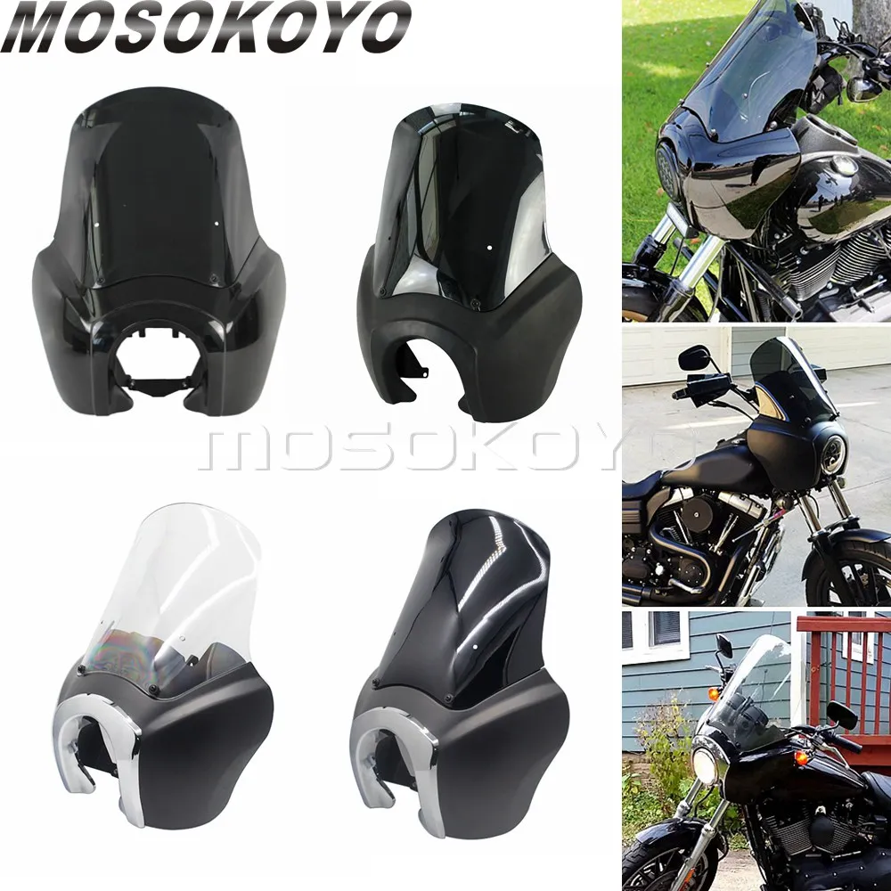 Custom Headlight Fairing Chrome Bezel Headlamp Mask Cowl For Harley Club Style Dyna Street Bob FXDX FXDF FXR FXDXT Front Fairing
