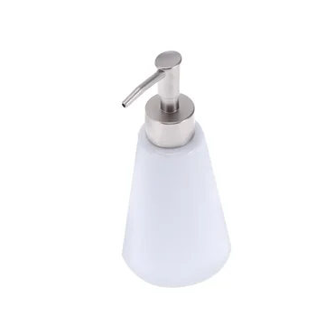 

Empty Ceramic Pump Lotion Bottles Containers Conical Toiletry Bottles Simple Shampoo Container (White)