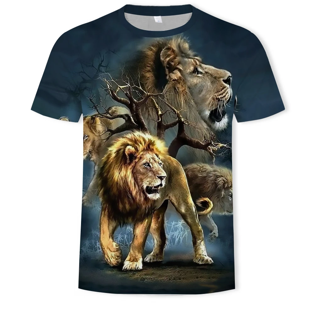 

Fashion Animal lion tiger T shirt mans O-neck short sleeve Anime cartoon 3d print men's T-shirts casual beach t shirt large size