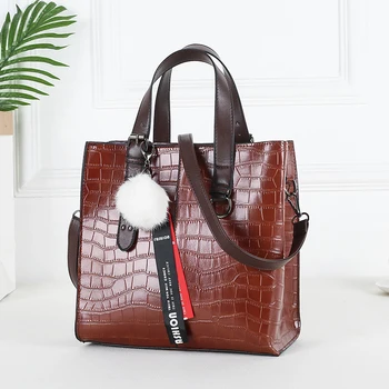 

Vintage Casual Hand Bag for Women New 2020 Shoulder Bag Alligator Pattern Large Capacity Leather Messenger Bag Big Tote