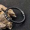 MingAo Custom Engraved Name Bracelet Single Leather Beads Braclet For Men Women Punk Black Gold Stainless Steel Beaded Bracelets ► Photo 3/6