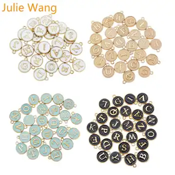 

Julie Wang 26pcs A-Z English Alphabets Enamel Letters Charms Alloy Gold Tone Pendant Necklace Bracelet Jewelry Making Accessory