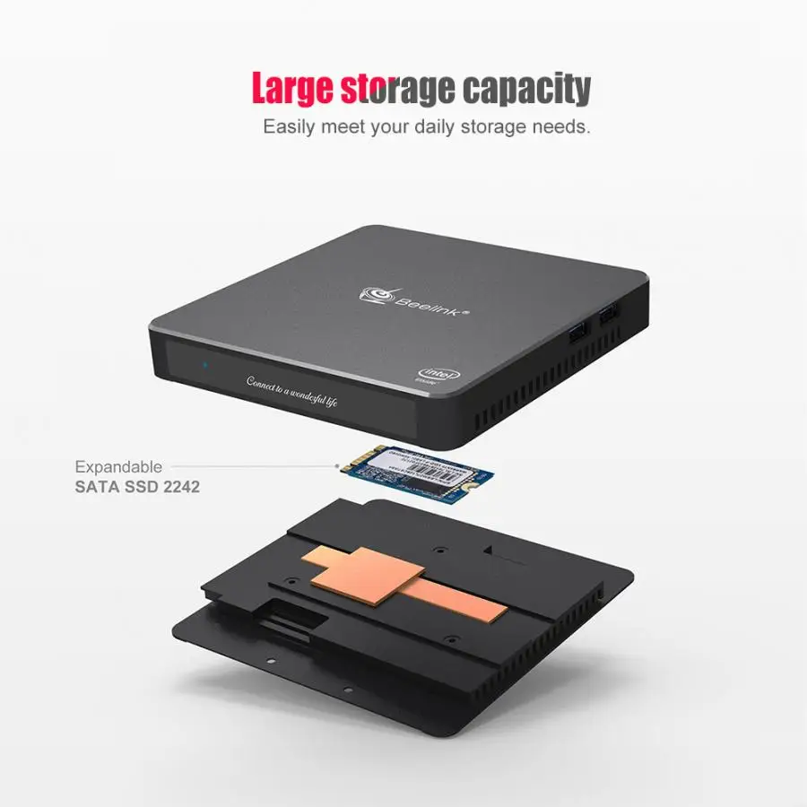 Beelink Gemini T34 8G ram 128G/256G/512 GB мини-ПК четырехъядерный двухдиапазонный 2,4G/5,8G WiFi 1000Mbps BT4.0 для Windows 10 100-240V