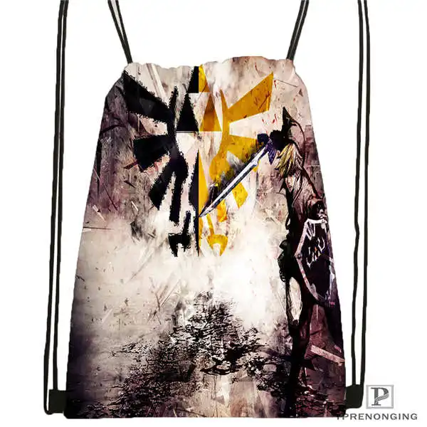 

Custom The-Legend-Of-Zelda Drawstring Backpack Bag Cute Daypack Kids Satchel (Black Back) 31x40cm#180611-01-35