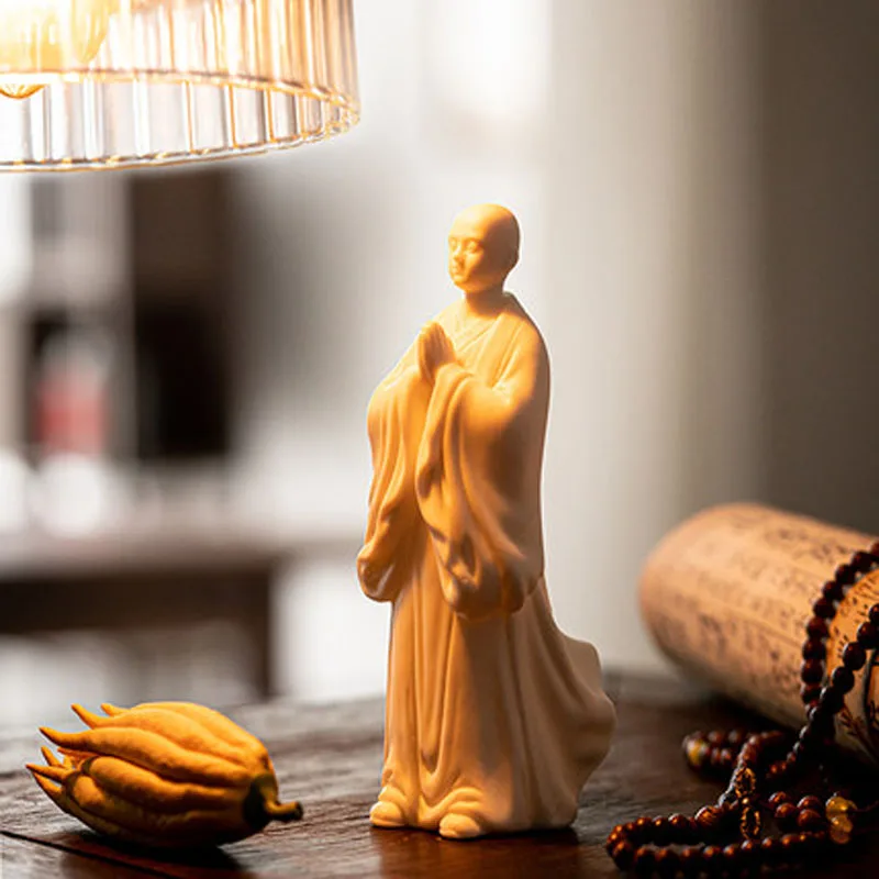 Porcelain Ceramic Tea Pet Ornaments, Kung Fu Tray Accessories, Decorative Little monk Figures, Home Table Decoration