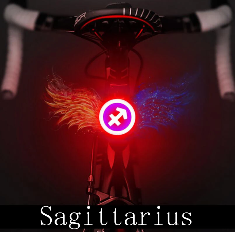 12 Constellation USB Charging Bicycle Lights Plastic Aluminum Alloy Waterproof Bike Taillight Bicycle Accessories