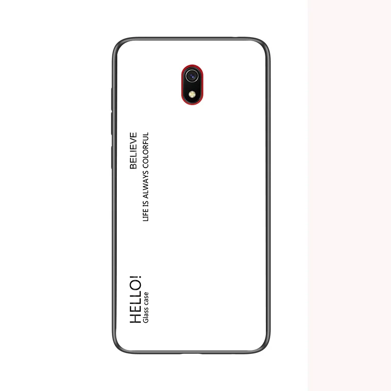 Модный градиентный Сменный стеклянный чехол для телефона Xiaomi Redmi 8A полная защита бампер чехол для Xiaomi Redmi8A чехол для телефона 6,22 дюйма - Цвет: Белый