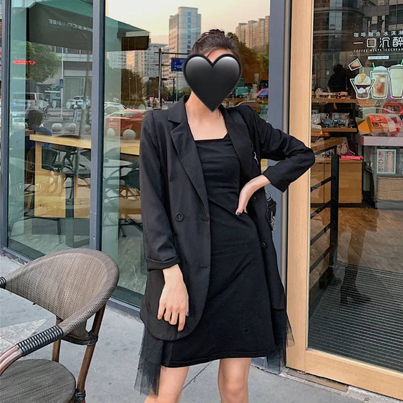 

Photo Shoot Net Price Control 5 Autumn Clothing Hong Kong Style Double Breasted Elegant Gauze Joint Long Sleeve Suit Jacket #310
