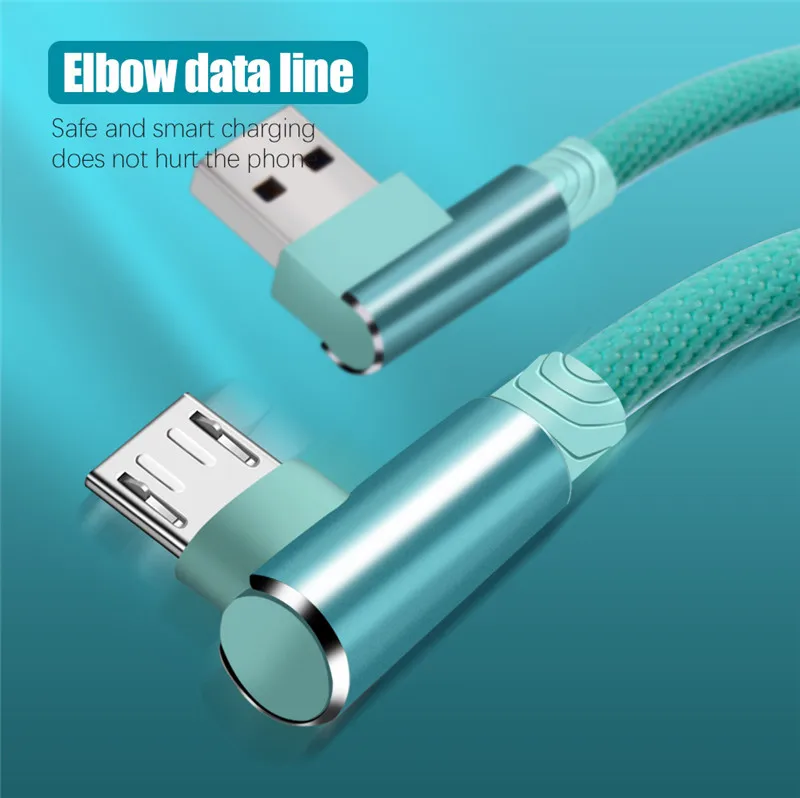 Micro USB кабель 90 градусов USB кабель 1 м 2 м 3 м для samsung S7 S6 2,4 A быстрая зарядка для huawei для Xiaomi 4X Note 5 кабели для планшетов