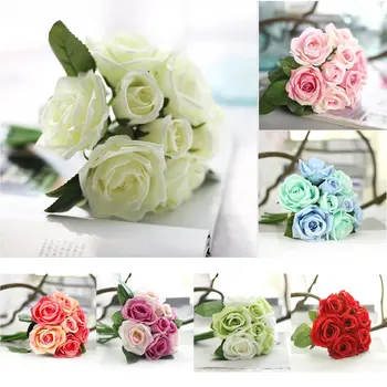

New 2018 New Pretty Charming Lovely Cute Artificial Rose Flower Beautiful Wedding Bridal Bouquet Home Decorative Rose Flower Bou