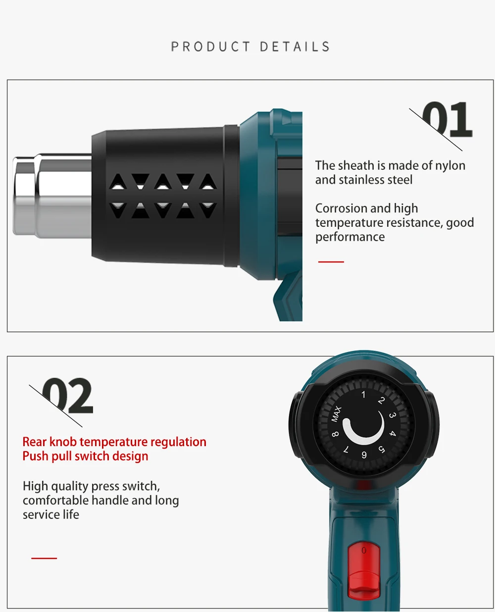 2000W 60-600 Degree Heat Gun 220V EU Industrial Electric Hot Air Gun Shrink Wrapping Thermal Heater Welding Tool