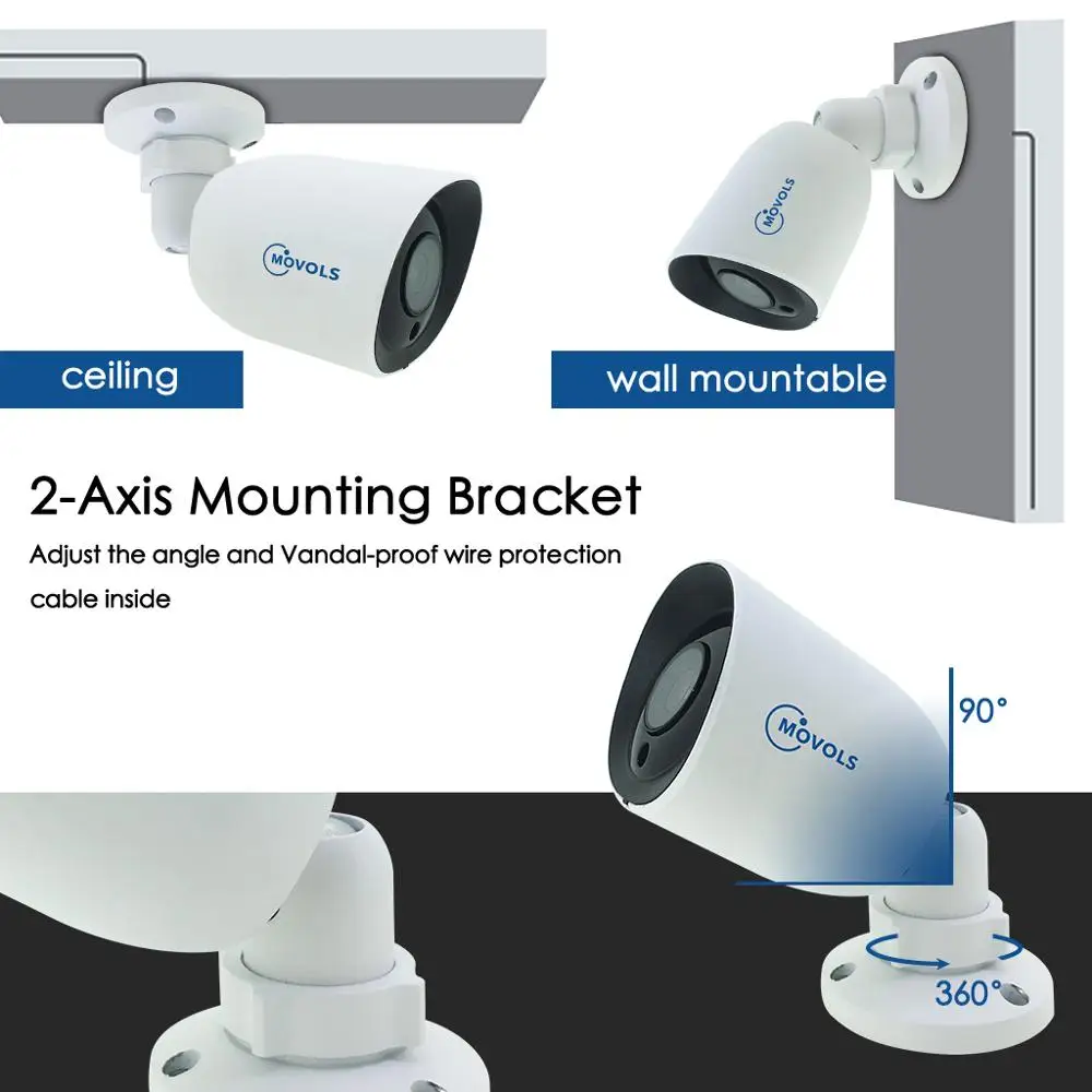 Movols 5MP H.265 Video Surveillance Kit 8CH DVR Bullet/Dome security camera system Outdoor Indoor Waterproof Night Vision CCTV