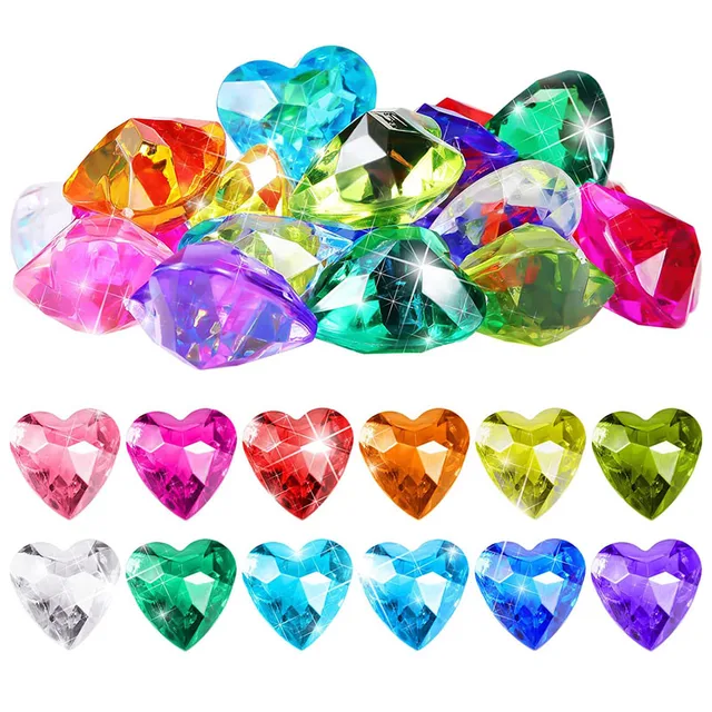 Pirate Treasure Kids Toys For Boys Girls Big Size Love Heart Shaped Crystals Acrylic Diamonds Gemstones Brinquedos Menino Menina 1