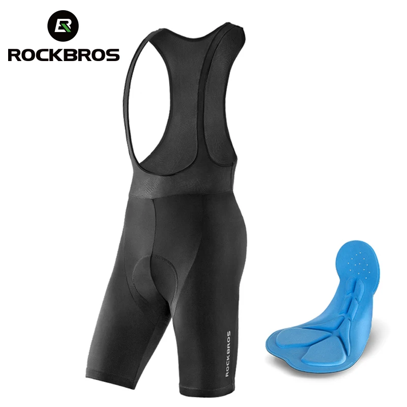 ROCKBROS Men Cycling Padded Bib Shorts Pro Fit Summer 4D Pad Road MTB Bicycle Shorts MTB Mountain Bicycle Riding Bib