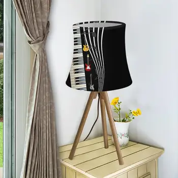 

3D Piano with Music Note Black Lamp Shades for Table Lamp Modern Wall Lamp Covers Elastic Washable Lampshade for Bedroom Decor