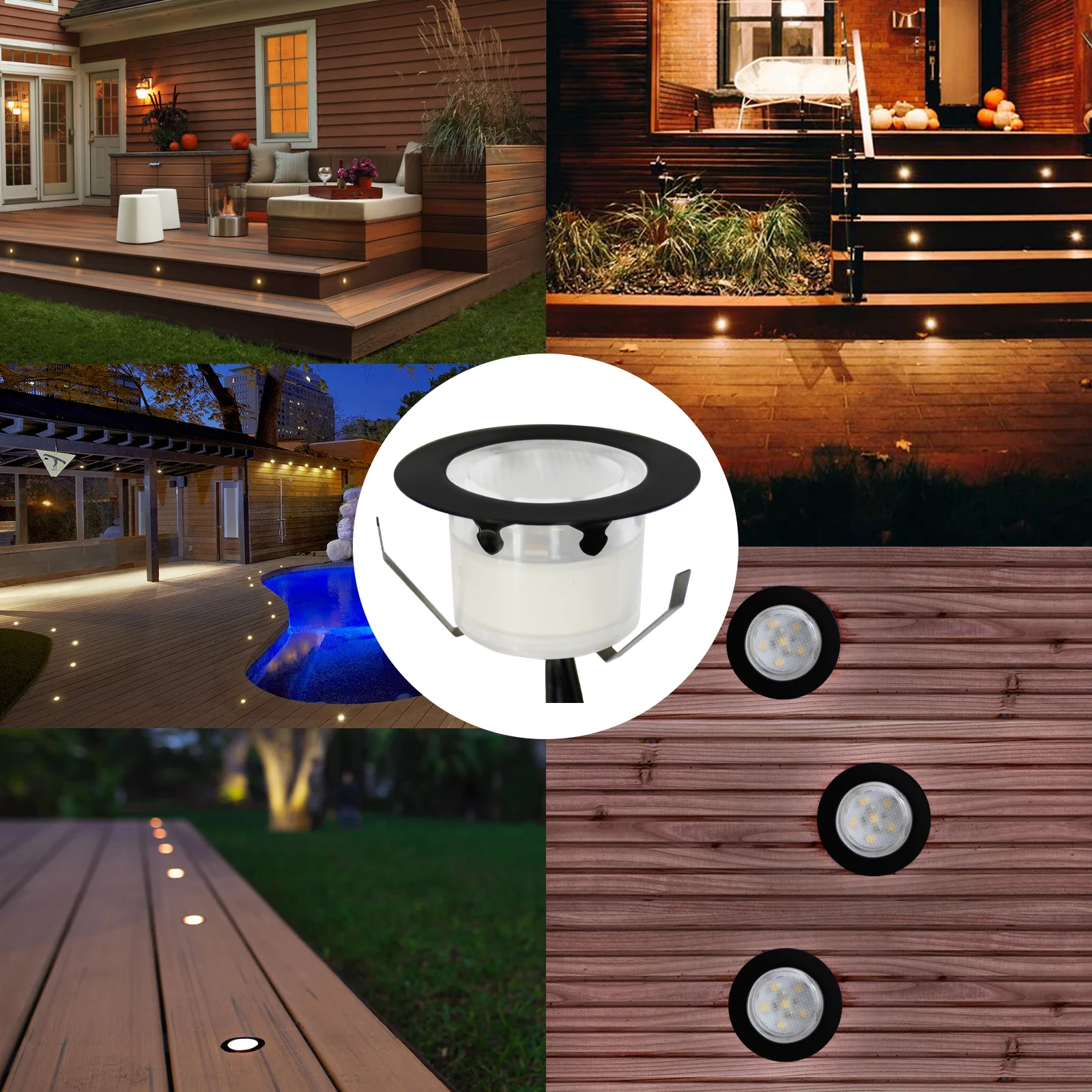 10-Pack 10W Recessed LED Deck Lights IP67 Waterproof Outdoor Inground Porch Lighting Yard Patio Stair Floor DC12V Spot Lamps qaca 6 pack led deck lamps dc12v led patio stairs lights ip65 leds with transformer for in outdoor garden path deck lighting