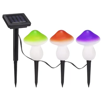 

Three Mini Mushroom Shape Light Waterproof 9leds Solar Energy Mushroom String Light Lamp For Garden Party Decoration