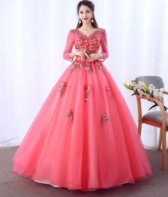 Бальные платья, бальные платья с аппликацией, длинные рукава, Vestidos De 15 Sixteen, милое дебютантное платье, Пышное Платье - Цвет: 2
