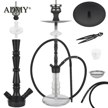 

ADMY Hookah Aluminum Shisha Set Bar KTV Ceramic Diffuser Chimney Head Hookah Molasses Catcher Mouthpiece Silicone Hose Set