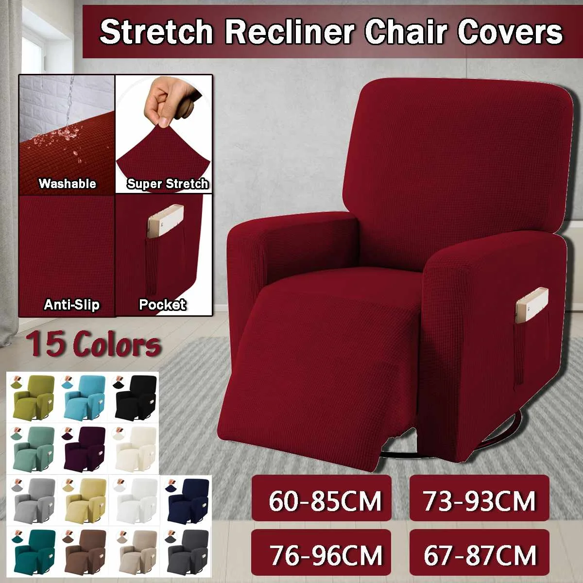 All-inclusive Sofa Cover Elasticity Stretch Anti-slip Furniture Slipcovers Chair Protector Single Seat Sofa Recliner Couch Cover