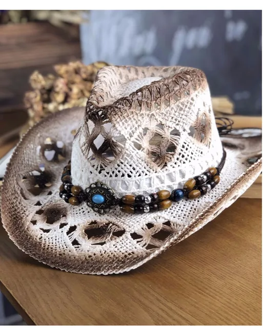 Chapeau Cowboy Femme Western Straw Cowboy Hats Wide Brim Cowgirl