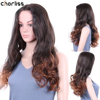 

Chorliss 24inch Long Wavy Wigs For Women Lace Front Wigs Ombre Brown Wigs Long Curly hair Cosplay Hair High Temperature Fiber