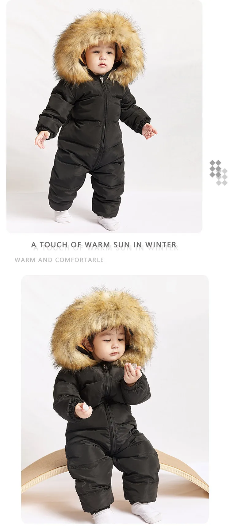 Roupas de Inverno Snowsuit para Baixo Jaqueta para Meninos Engrossar à Prova Terno de Esqui Crianças Russo Menina Outerwear Cabolsa Dwaterproof Água Macacões 1-5 Anos 7 High Quality Mamãe e Bebê