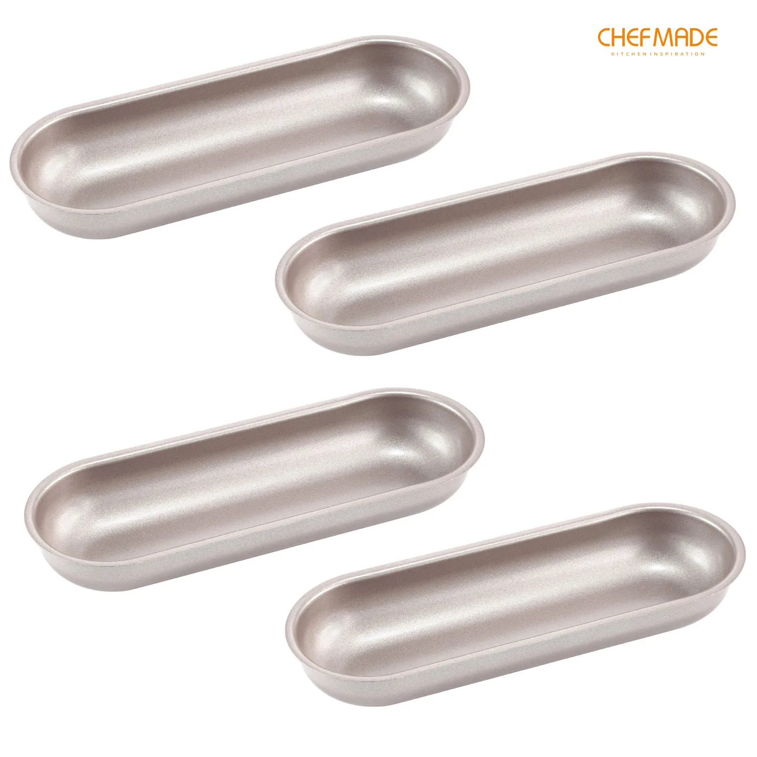 

CHEFMADE Mini Loaf Pan Set, 7-Inch 4Pcs Non-stick Hotdog-Shaped Bread Cake and Meat Bakeware, FDA Approved for Kitchen Baking
