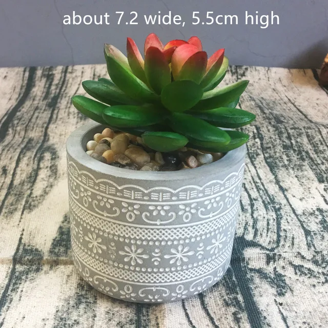 Small Cement Silicone Pot Molds Round Square Stone Planter Gardening Concrete Mold Light Grey