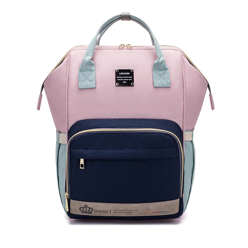 LEQUEEN водонепроницаемая сумка для подгузников для мам, рюкзак для подгузников для мам, органайзер для младенцев, сменная дорожная сумка для мам и женщин - Цвет: pink blue ligth blue