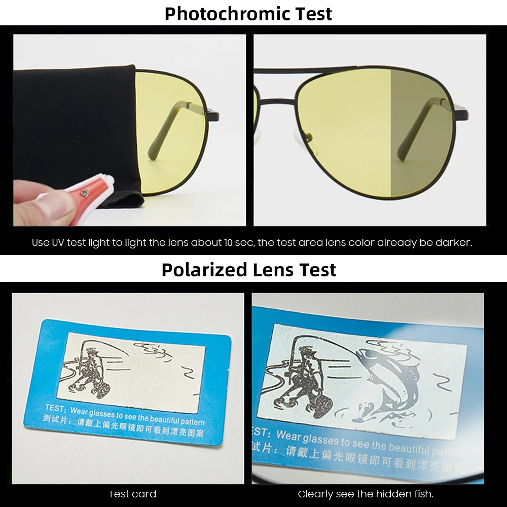 VIVIBEE Для мужчин фотохромные Ночное видение поляризационные солнцезащитные очки пилота Стиль Алюминий Для женщин Поляризованные Вождения Солнцезащитные очки желтые