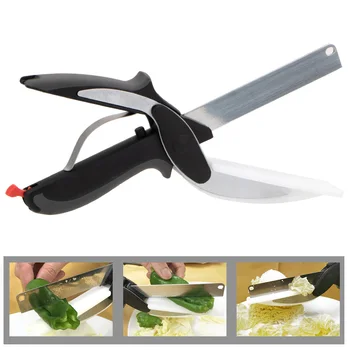 

Vegetable Cutting Scissors Potato Meat Cheese Vegetable Smart Cutter Kitchen Knife Shears 2 in 1 Food Chopper Kitchen Tool