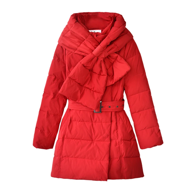Dabuwawa женская зимняя модная куртка, плотное теплое пальто, женская парка, длинная куртка, Jaqueta, стеганая куртка Feminina D18DDW013 - Цвет: Красный