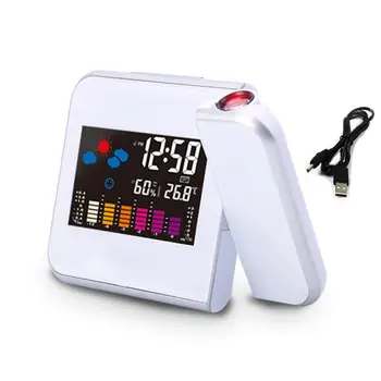 

Projection Alarm Clock Digital Date Snooze Function Led Wake Projector Decoration Up Backlight Clock Rotatable H5C8
