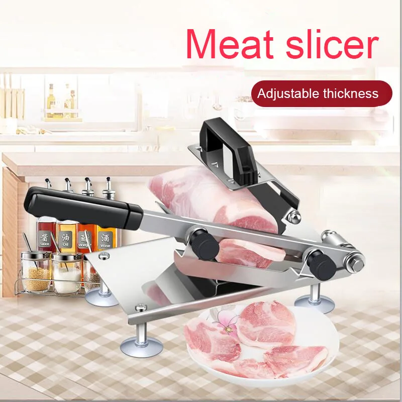 Household Small meat slicer Mutton roll slicer stainless steel Manual Frozen cut beef roll machine Fruit and vegetable Slicer 3